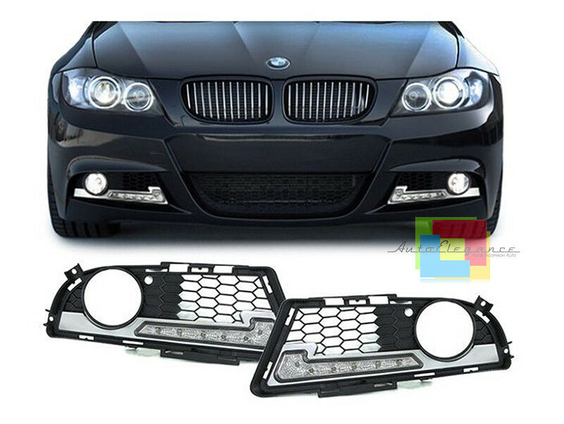 BMW E90 E91 08-13 LIFT GRIGLIE FENDINEBBIA LUCI DIURNE LED PER PARAURTI M-TECH AUTOELEGANCERICAMBI