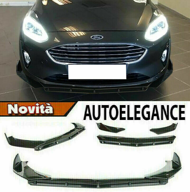 0212 FORD FIESTA VII 2018+ SPLITTER PARAURTI ANTERIORE NERO LUCIDO LOOK RS AUTOELEGANCERICAMBI