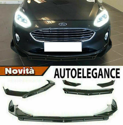 0212 FORD FIESTA VII 2018+ SPLITTER PARAURTI ANTERIORE NERO LUCIDO LOOK RS AUTOELEGANCERICAMBI