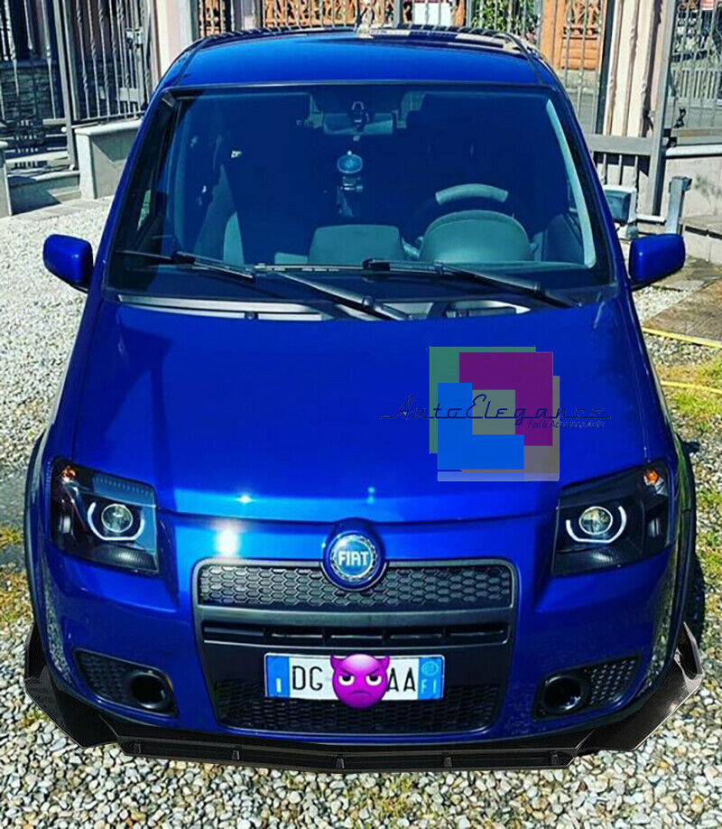0189 FIAT PANDA 169 2004-2012 SPLITTER PARAURTI ANTERIORE NERO LUCIDO LOOK RS AUTOELEGANCERICAMBI
