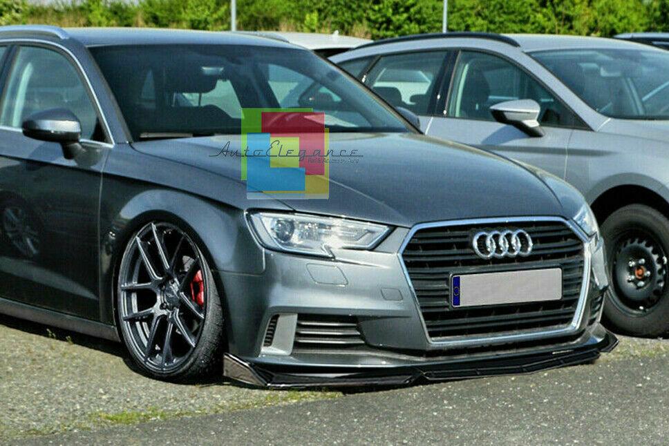 0162 AUDI A3 8V 2016+ FACELIFT SPLITTER PARAURTI ANTERIORE NERO LUCIDO LOOK RS AUTOELEGANCERICAMBI