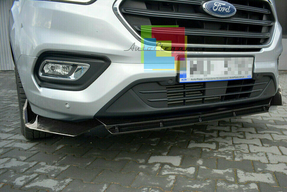 0195 FORD TRANSIT CUSTOM SPLITTER PARAURTI ANTERIORE NERO LUCIDO LOOK RS AUTOELEGANCERICAMBI