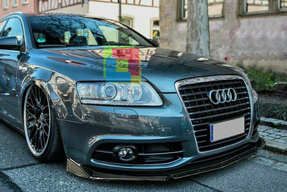0161 AUDI A6 4F C6 2004-2011 SPLITTER PARAURTI ANTERIORE NERO LUCIDO LOOK RS AUTOELEGANCERICAMBI