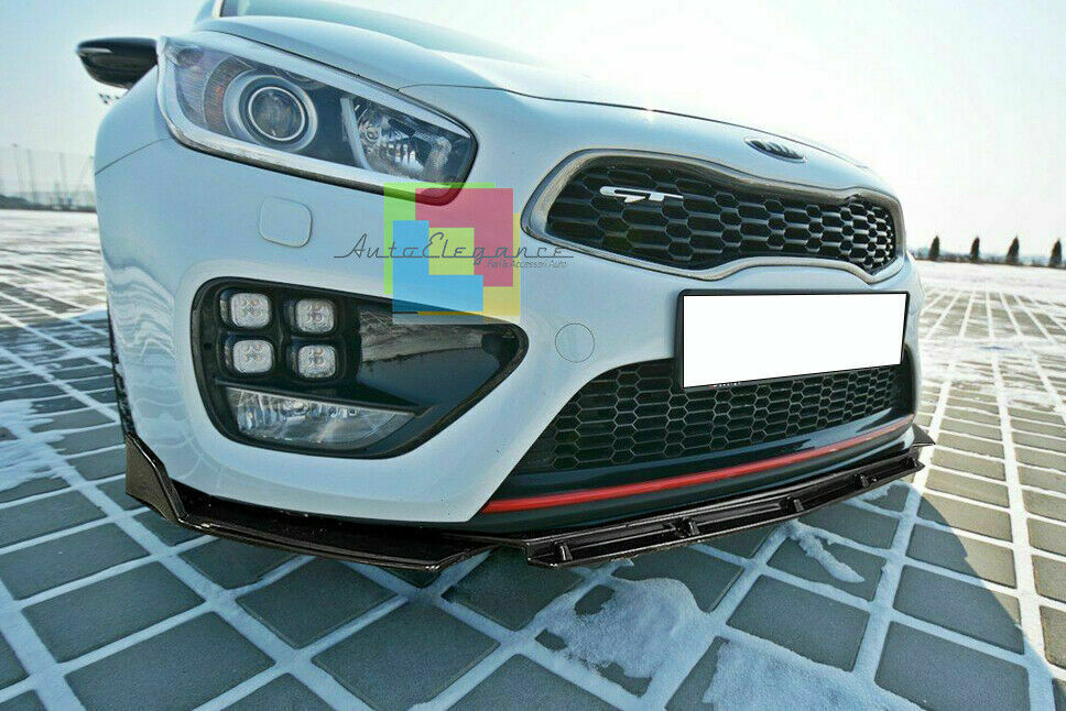 0111 KIA CEE'D 2013-2018 SPLITTER PARAURTI ANTERIORE NERO LUCIDO LOOK RS AUTOELEGANCERICAMBI