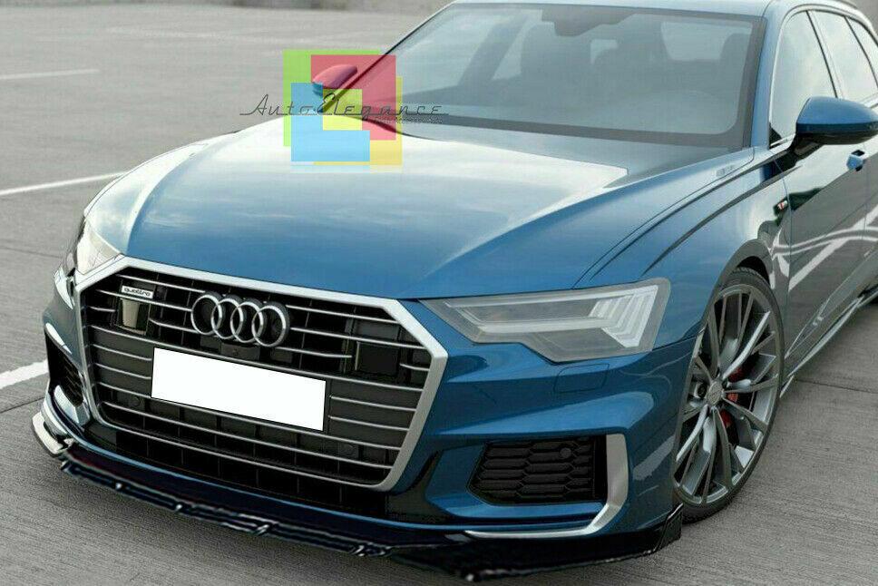 0124 AUDI S6 A6 SLINE C8 2019+ SPLITTER PARAURTI ANTERIORE NERO LUCIDO LOOK RS AUTOELEGANCERICAMBI