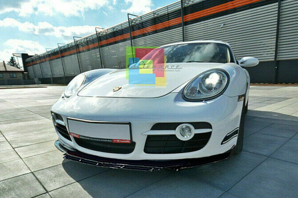 0120 PORSCHE CAYMAN 987 SPLITTER PARAURTI ANTERIORE NERO LUCIDO LOOK RS AUTOELEGANCERICAMBI