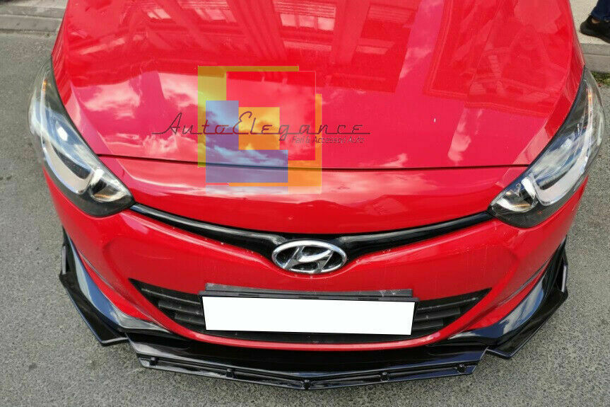 0105 HYUNDAI I20 2008-2015 SPLITTER PARAURTI ANTERIORE NERO LUCIDO LOOK RS AUTOELEGANCERICAMBI