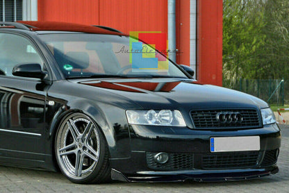 0144 AUDI A4 B6 2000-2005 SPLITTER PARAURTI ANTERIORE NERO LUCIDO LOOK RS AUTOELEGANCERICAMBI