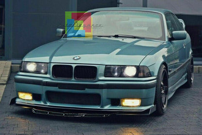 0123 BMW SERIE 3 E36 SPLITTER PARAURTI ANTERIORE NERO LUCIDO LOOK RS AUTOELEGANCERICAMBI