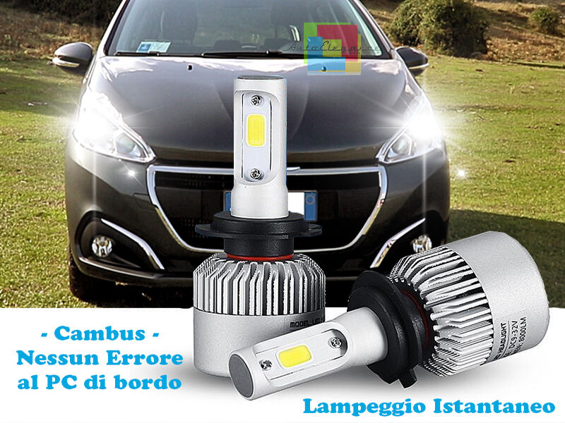 LAMPADE ANABBAGLIANTI LED PEUGEOT 208 LAMPEGGIO ISTANTANEO 6000K