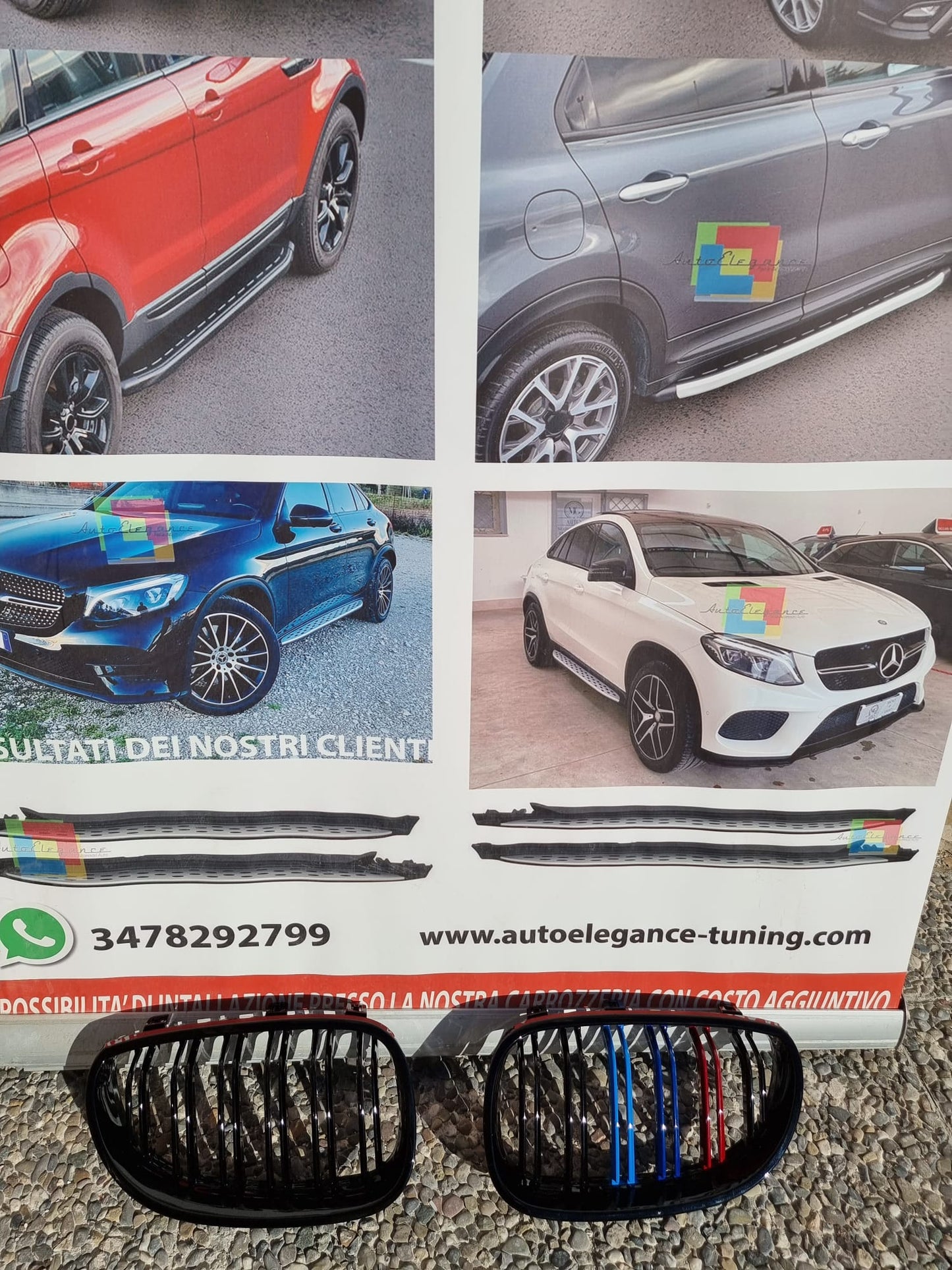 MASCHERINE DOPPIA STRISCIA BMW SERIE 5 E60 E61 GRIGLIE ANTERIORI M5 3 COLORI