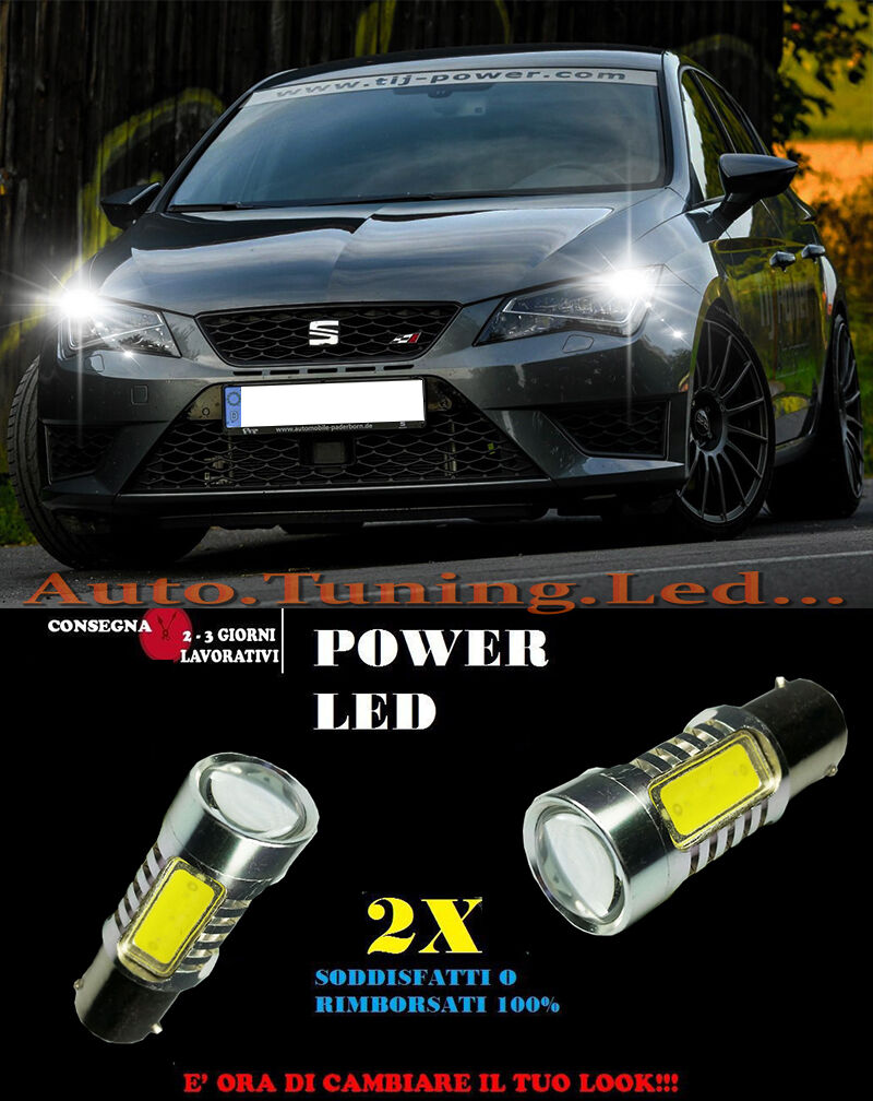 SEAT LEON 5F COPPIA LAMPADE LUCI DIURNE A LED 6000K P21W BA15 NO ERROR
