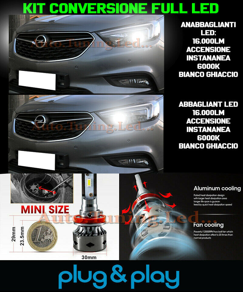 LAMPADE ANABBAGLIANTI + ABBAGLIANTI LED 16.000LM OPEL MOKKA X