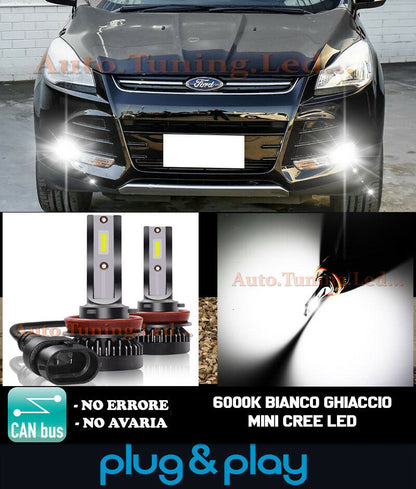 LAMPADE FENDINEBBIA A LED CREE FORD KUGA MK2 CAMBUS BIANCO GHIACCIO 8000LM