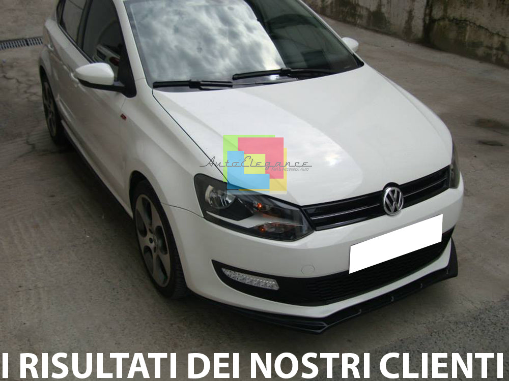 SPLITTER SPOILER UNDER FRONT BUMPER FOR VW POLO 6R 6C 2009-2016 ABS BLACK .-