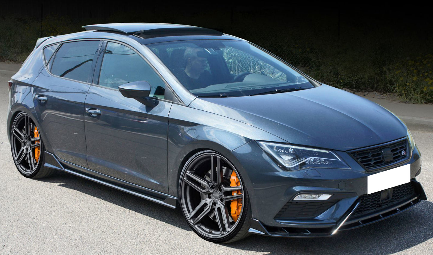SEAT LEON 5F SPOILER FR SPOILER LATERALI SOTTO MINIGONNA ABS NERO SPLITTER BAFFO
