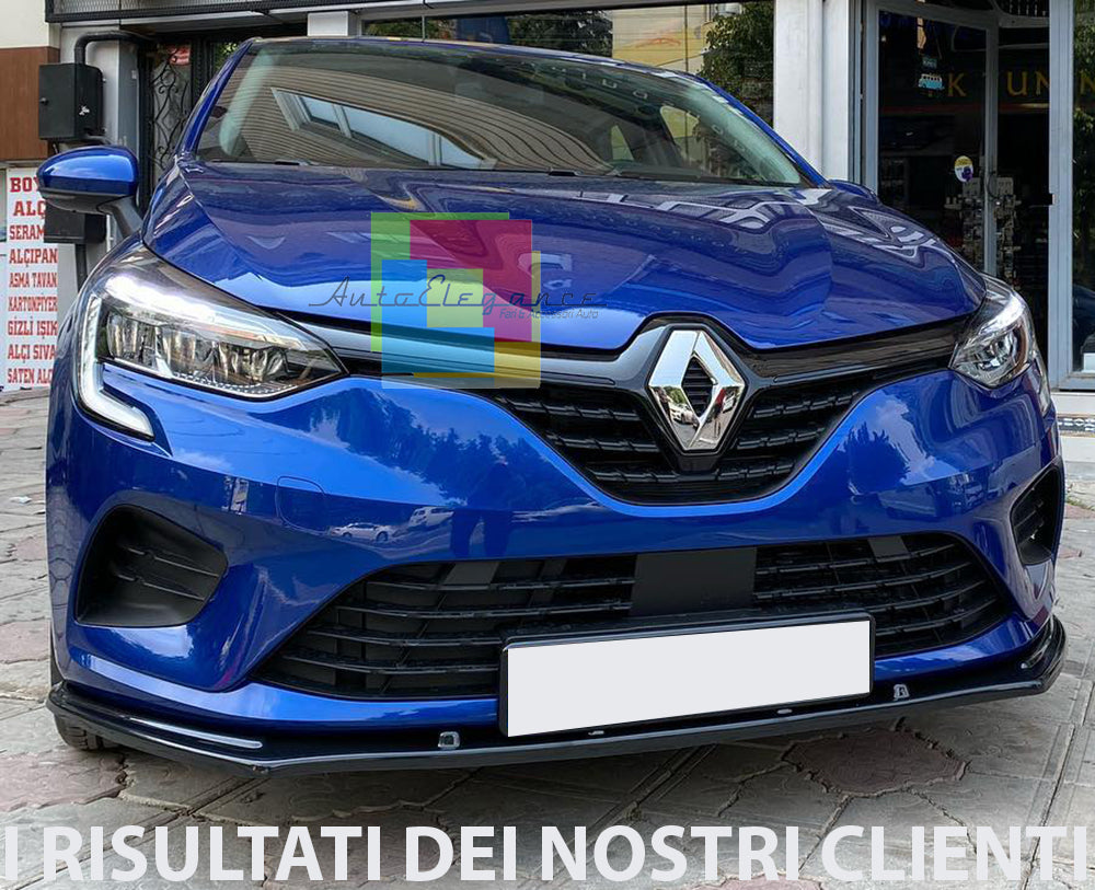 RENAULT CLIO 5 V 2019+ LAMA SOTTO PARAURTI ANTERIORE IN ABS SPLITTER NERO LUCIDO