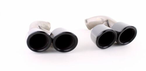 GTS Look Black Dual Exhaust Tips for Porsche Cayenne 92A Facelift 14-17 