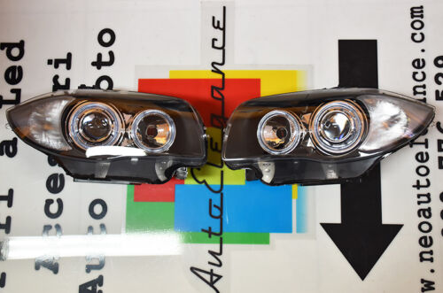 BLACK HEADLIGHTS WITH ANGEL EYES RINGS BMW 1 SERIES E81 E82 E87 E88 04-11 WHITE LED -. 