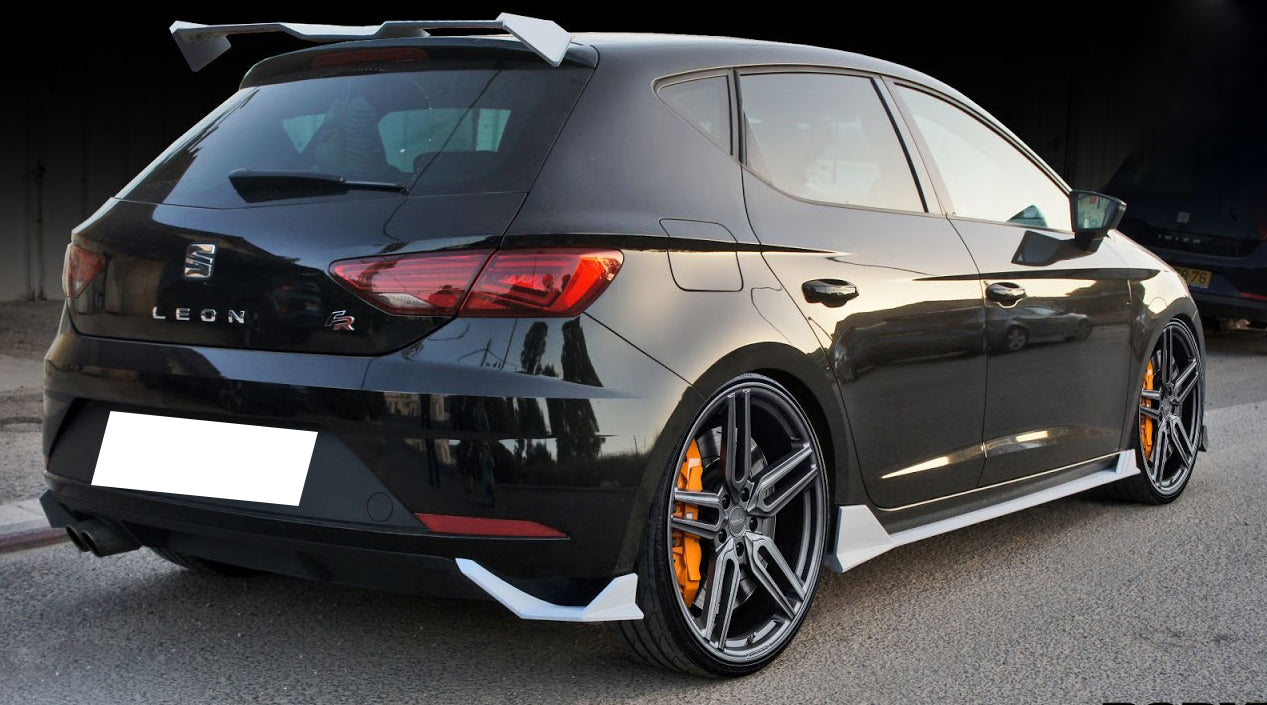 SEAT LEON 5F SPOILER FR SPOILER LATERALI SOTTO MINIGONNA ABS NERO SPLITTER BAFFO
