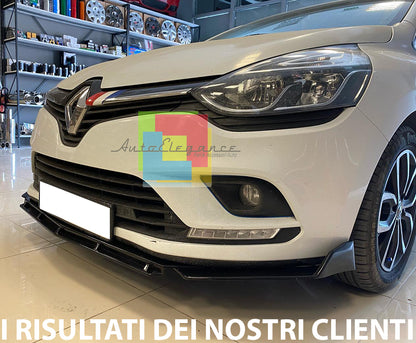 RENAULT CLIO IV 4 BLADE UNDER FRONT BUMPER IN ABS RS LOOK BLACK SPLITTER