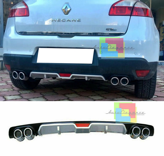RENAULT MEGANE 3 III UNDER REAR BUMPER DIFFUSER FOUR TIP ABS