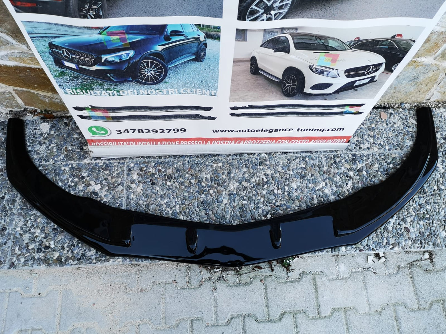 SPLITTER MERCEDES CLA W117 13-16 AMG UNDER FRONT BUMPER GLOSSY BLACK