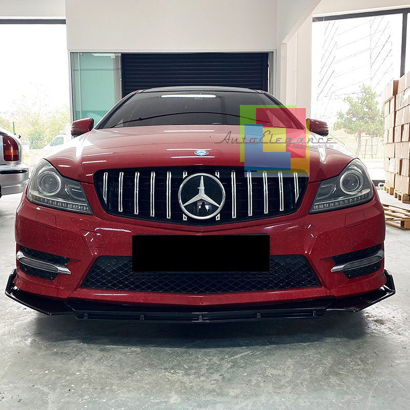 MERCEDES C-CLASS W204 S204 FRONT BUMPER SPLITTER GLOSS BLACK RS LOOK