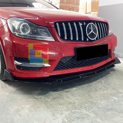 MERCEDES C-CLASS W204 S204 FRONT BUMPER SPLITTER GLOSS BLACK RS LOOK