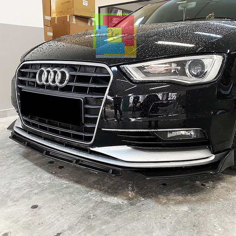 AUDI A3 8V 2012+ SPLITTER PARAURTI ANTERIORE NERO LUCIDO LOOK RS AUTOELEGANCERICAMBI