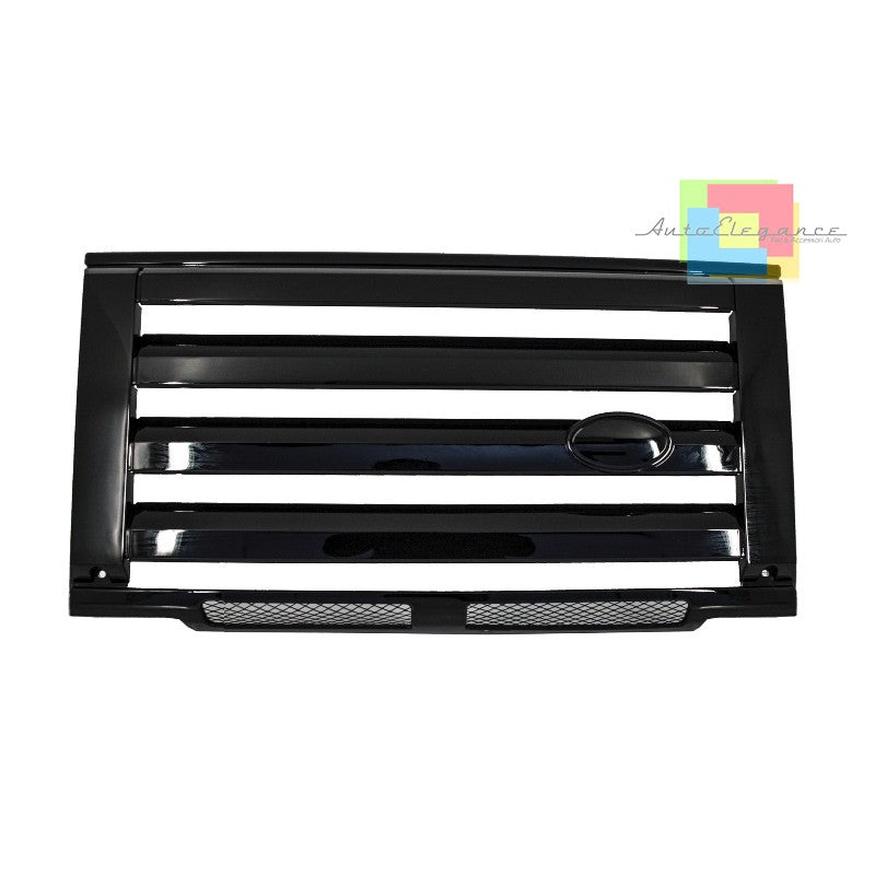 LAND ROVER DEFENDER 1990-2016 GRIGLIA ANTERIORE + COPRI FARI NERO LUCIDO