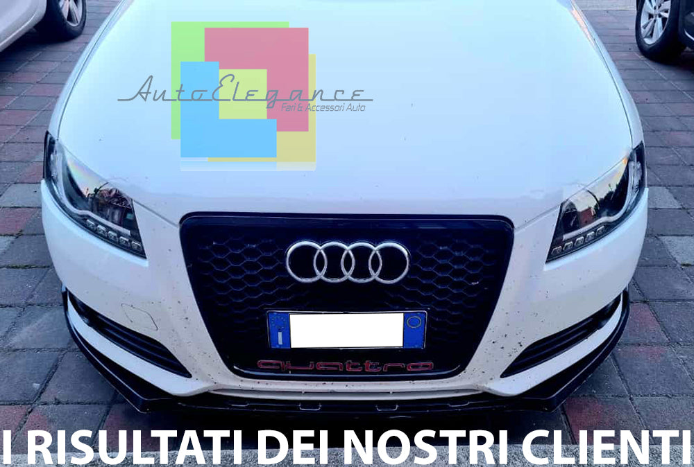 FRONT BUMPER UNDER AUDI A3 8P 08-12 LIFT ABS GLOSS BLACK LIP SPLITTER 0100