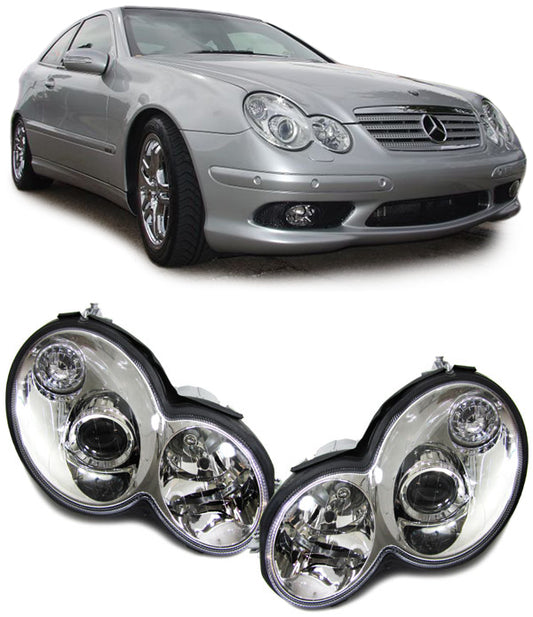 FARI ANTERIORI + KIT ANABBAGLIANTE A LED PER MERCEDES CL203 2004-2007 SPORTCOUPE