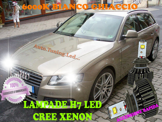 AUDI A4 B8 08-14 LAMPADE H7 CREE XENON ANABBAGLIANTE 6000K BIANCO PURO AUTOELEGANCERICAMBI