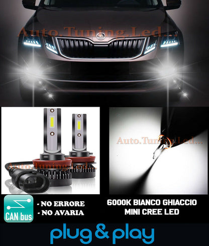 LAMPADE FENDINEBBIA A LED CREE SKODA OCTAVIA III CAMBUS BIANCO GHIACCIO 8000LM