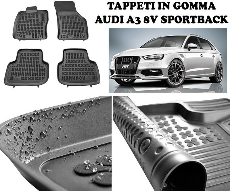 AUDI A3 8V SPORTBACK 2012+ TAPPETINI AUTO IN GOMMA - TAPPETI TOP QUALITA -1- AUTOELEGANCERICAMBI