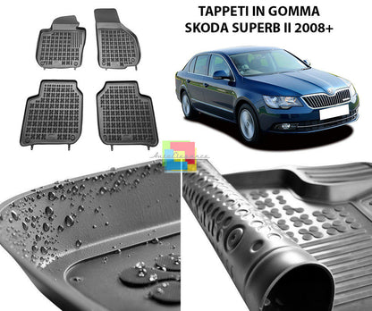 SKODA SUPERB II 2008 IN POI TAPPETINI AUTO IN GOMMA - TAPPETI TOP QUALITA -1-