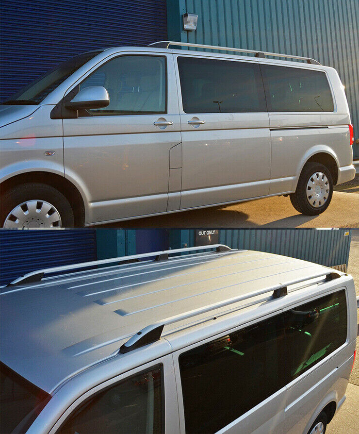 VW T5 2003-2015 BARRE SUL TETTO SATINATE MANCORRENTI SATINATI PORTAPACCHI .-
