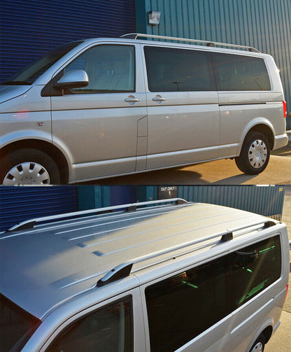 VW T5 2003-2015 BARRE SUL TETTO SATINATE MANCORRENTI SATINATI PORTAPACCHI .-