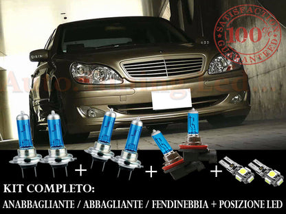 MERCEDES CLASSE S W220 SET COMPLETO LAMPADE BLU XENON + POSIZIONE A LED