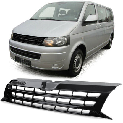 Radiator grille without emblem glossy black for VW Bus T5 Facelift 09-15