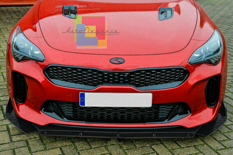 0258 KIA STINGER CK 2017+ SPLITTER PARAURTI ANTERIORE NERO LUCIDO LOOK RS AUTOELEGANCERICAMBI
