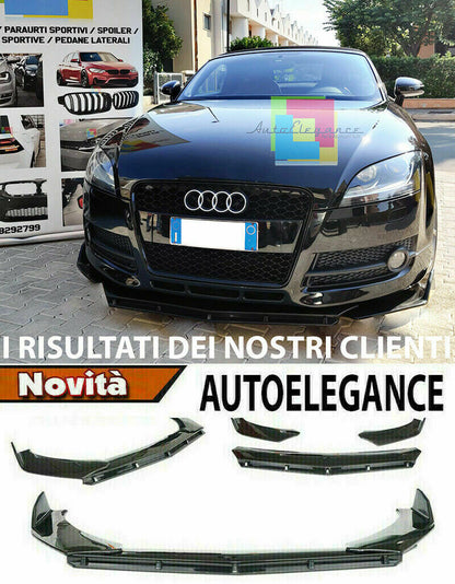 0222 AUDI TT 8J 2006-2014 SPLITTER PARAURTI ANTERIORE NERO LUCIDO LOOK RS AUTOELEGANCERICAMBI