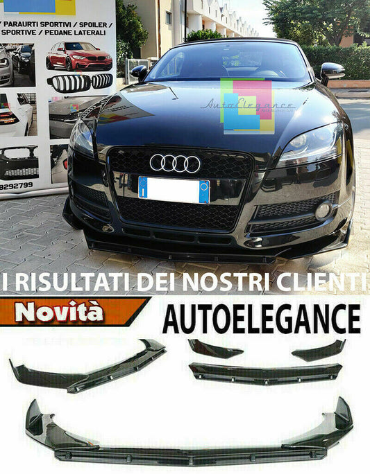 0222 AUDI TT 8J 2006-2014 SPLITTER PARAURTI ANTERIORE NERO LUCIDO LOOK RS AUTOELEGANCERICAMBI