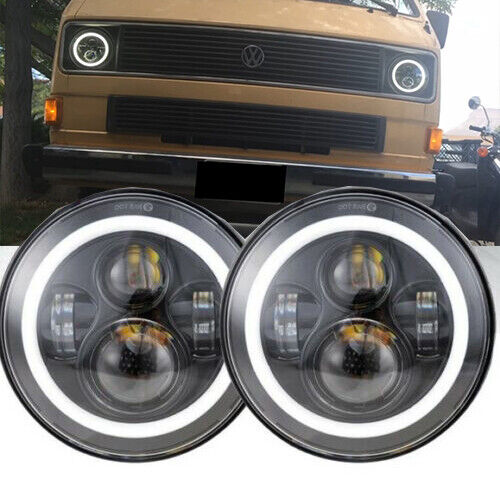 VW TRANSPORTER T2 T3 LED HEADLIGHTS WITH DAYTIME LIGHTS WHITE 6000K 