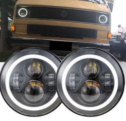 VW TRANSPORTER T2 T3 LED HEADLIGHTS WITH DAYTIME LIGHTS WHITE 6000K 