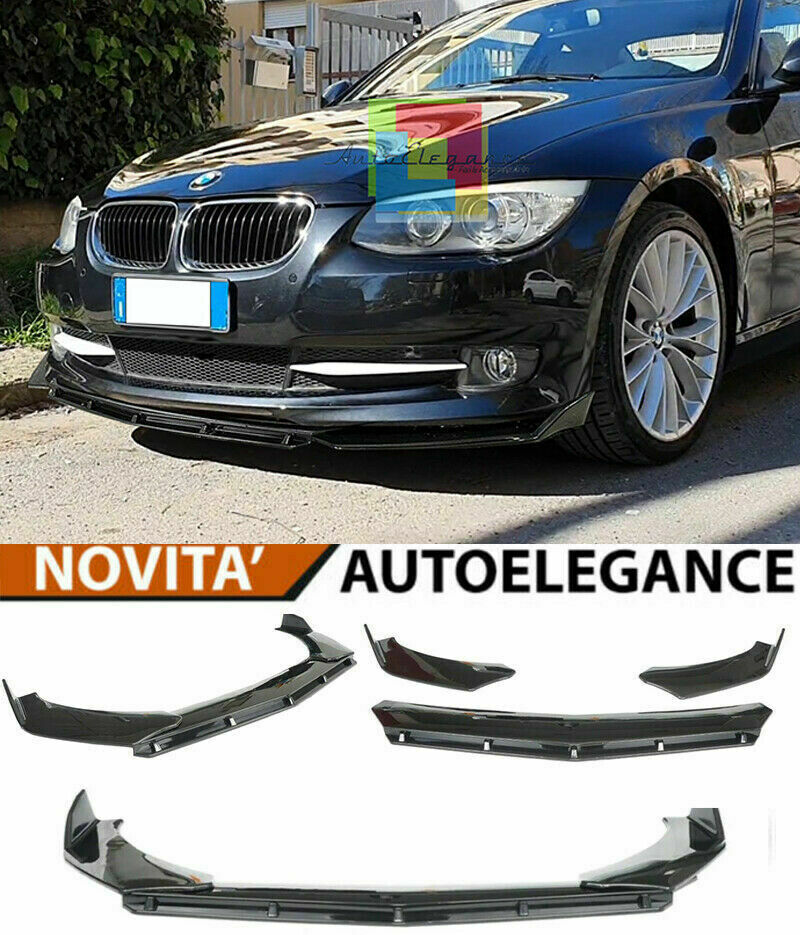 0107 BMW 3 E92 E93 SPLITTER PARAURTI ANTERIORE NERO LUCIDO LOOK RS AUTOELEGANCERICAMBI
