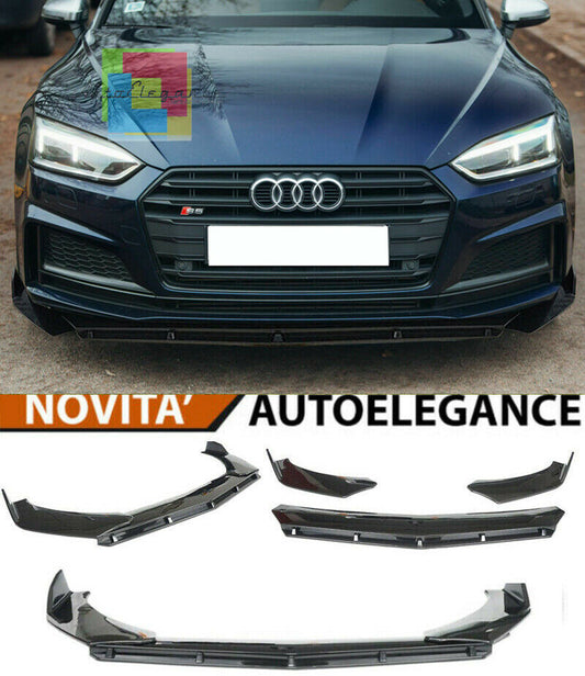 0239 AUDI A5 F5 2016+ SPLITTER PARAURTI ANTERIORE NERO LUCIDO LOOK RS AUTOELEGANCERICAMBI