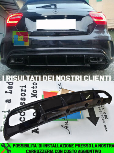 MERCEDES A-CLASS W176 2012-2018 GLOSS BLACK REAR DIFFUSER AMG LOOK