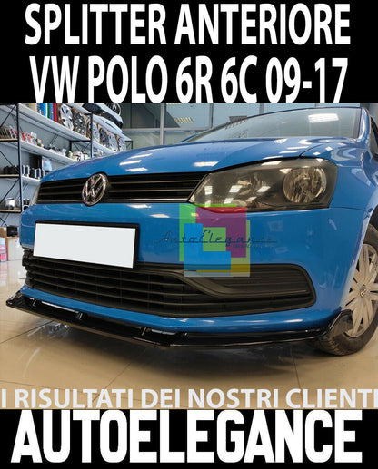 0213 VW POLO 6R 6C SPLITTER PARAURTI ANTERIORE NERO LUCIDO LOOK RS AUTOELEGANCERICAMBI